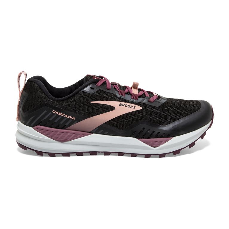 Brooks Womens Cascadia 15 Trail Running Shoes - Black/Ebony/grey Charcoal/Coral Cloud (059312-XZR)